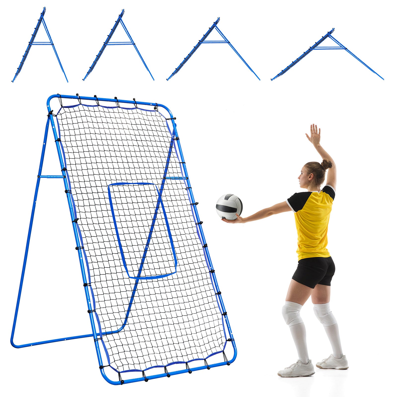 Winthai Volleyball Baseball Rebounder Net, Softball Rebounder Pitchback Net Quick Adjustments, Quick Adjustments Lacrosse Bounce Back Practice Equipment, Ideal for Outdoor Indoor and Backyard Training 7X4FT