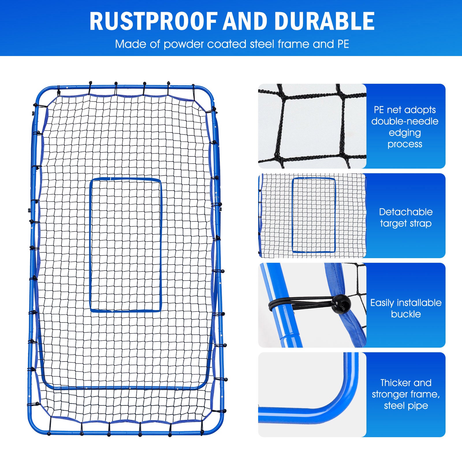 Winthai Volleyball Baseball Rebounder Net, Softball Rebounder Pitchback Net Quick Adjustments, Quick Adjustments Lacrosse Bounce Back Practice Equipment, Ideal for Outdoor Indoor and Backyard Training 7X4FT