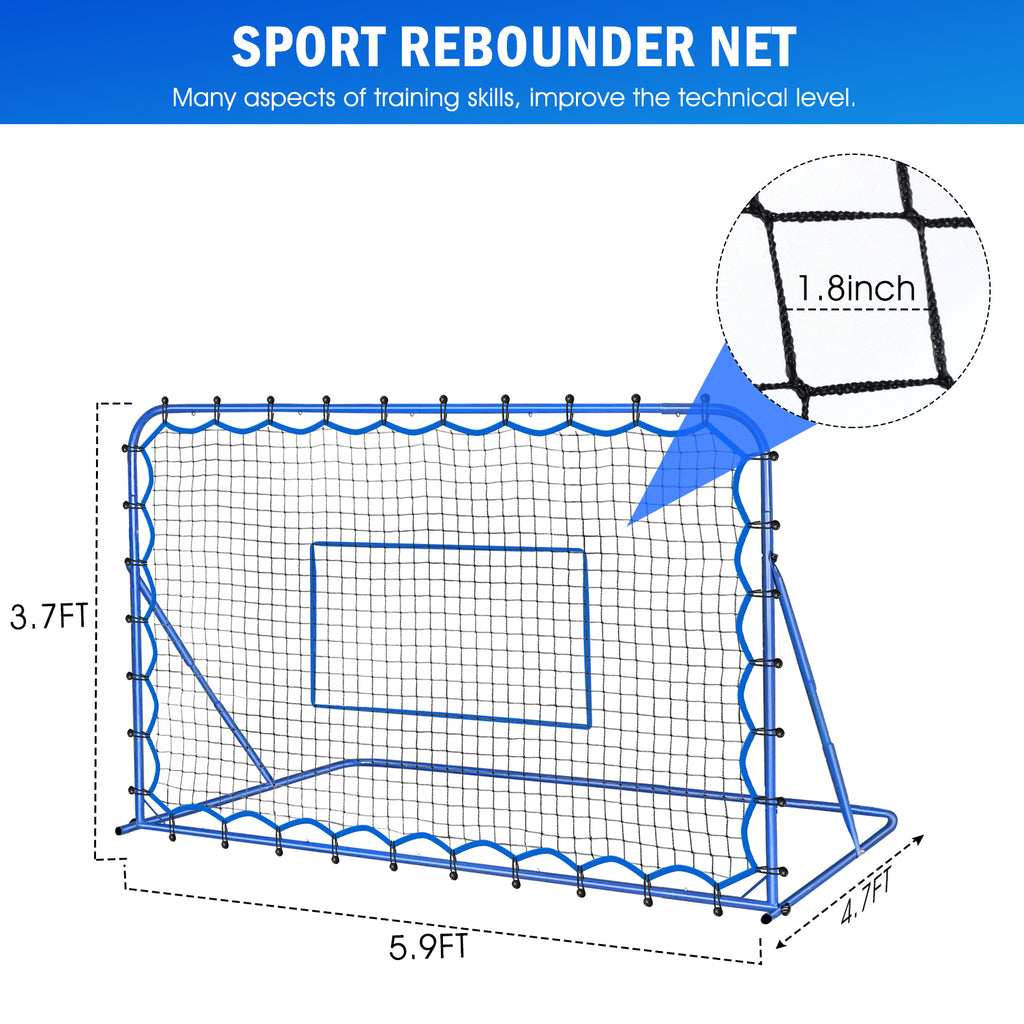 Winthai Soccer Rebounder Net, Quick-Switch Angle Soccer Training for Control, Passing Practice, Easy Setup Rebounder Gifts & Equipment for Kids,Teens & Adults 5.9X3.7FT