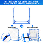 Winthai Dual-Mode Soccer Goal Net & Soccer Rebounder Net,Premium Durability for Intense Shooting Training,Quick-Switch Angle Soccer Training for Control,Passing Practice,Soccer Gifts for Kids Teen Adult 4X4FT