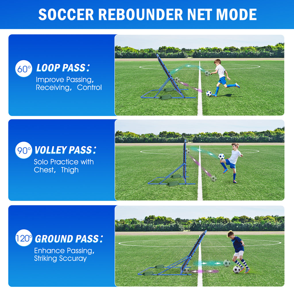 Winthai Three Mode Soccer Goal & Rebounder Net & Target Net,Four Targets for Precise Training,Tough-Built for Intense Shots,Quick-Switch Angle Soccer Training for Control/Passing Practice for Kids Teen 4X4FT