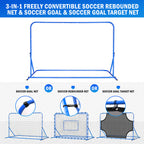 Winthai Three Mode Soccer Goal & Rebounder Net & Target Net,Four Targets for Precise Training,Tough-Built for Intense Shots,Quick-Switch Angle Soccer Training for Control/Passing Practice for Kids Teen 6X4FT