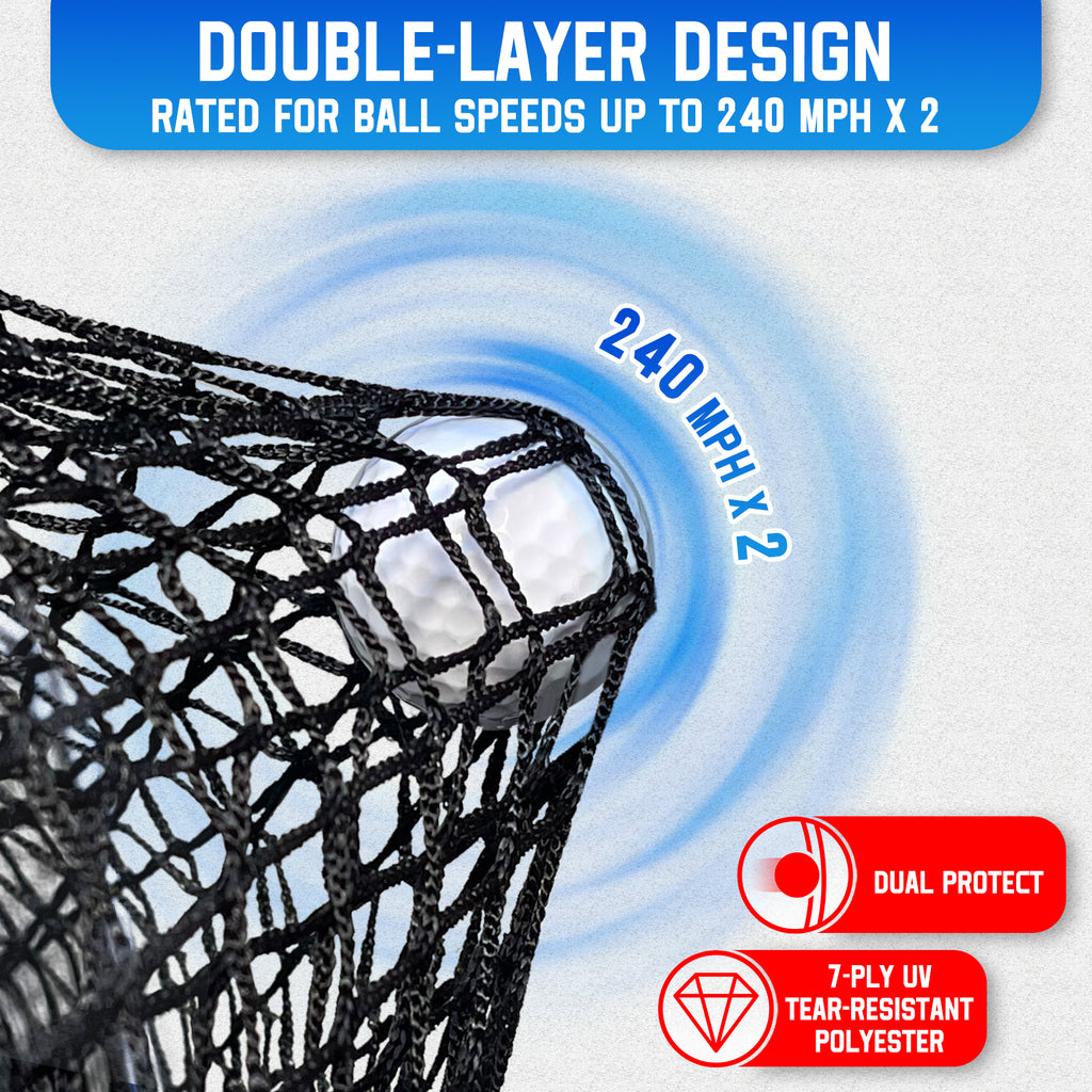 WICTTISPOSI Golf Hitting Net with Extra Striking Net, 7X7FT Heavy Duty Golf Practice Nets for Golfers Backyard Driving Swing, Golf Impact Cage Metal Frame with Storage Bag&Elevated Base, Indoor Outdoor Use (Copy)
