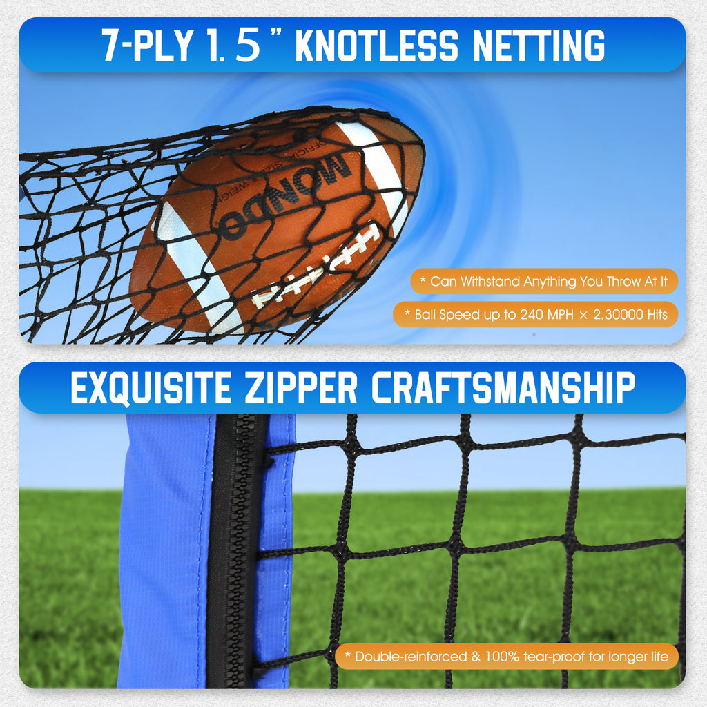 WICTTISPOSI Football Throwing Net, Upgrade Heavy Duty Metal Frame Quarterback Training Equipment Throwing Machine with 1-4 Targets, Easy Setup Football Target Practice with CarryBag, Allweather Indoor Outdoor Use 7X8FT