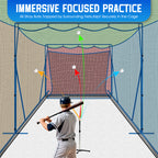 WICTTISPOSI 20ftx10ftx8ft Baseball Softball Cage with Hitting Net,Dual Sided 7-Ply Netting for Batting/Pitching/Fielding,Heavy-Duty Metal Frame and Windproof Ropes for Backyard Outdoor Indoor