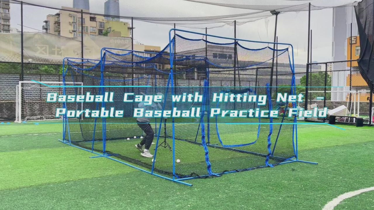 WICTTISPOSI 20ftx10ftx8ft Baseball Softball Cage with Hitting Net,Dual Sided 7-Ply Netting for Batting/Pitching/Fielding,Heavy-Duty Metal Frame and Windproof Ropes for Backyard Outdoor Indoor